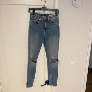 rag & bone Light Blue Skinny Jeans with Knee Rips